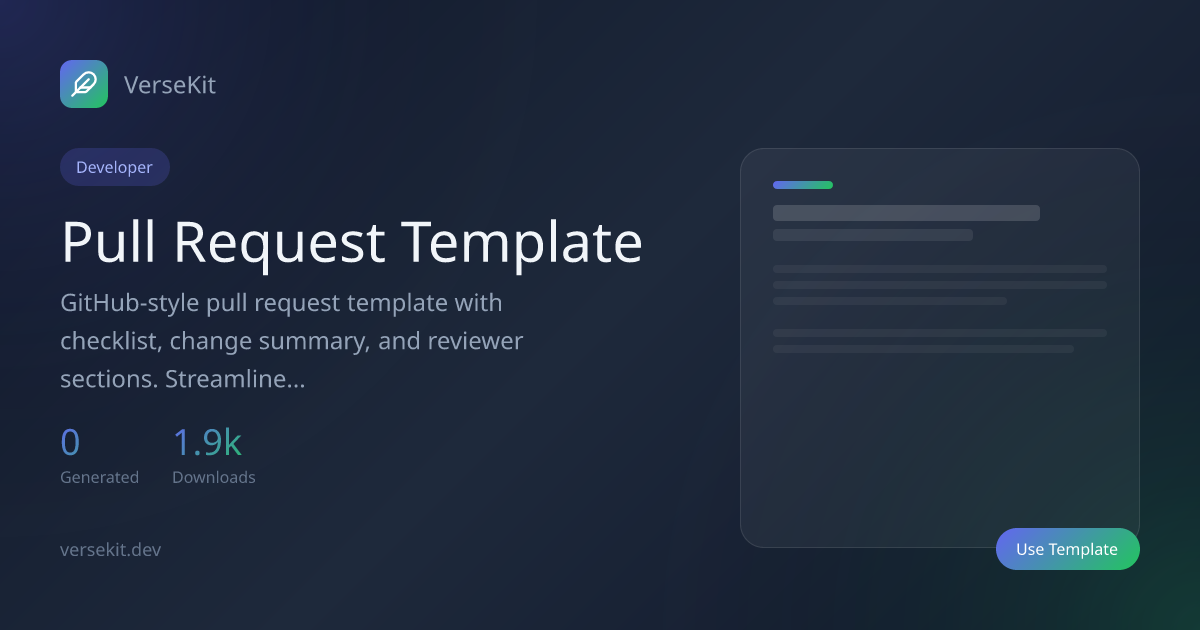 Pull Request Template - Free Document Template | VerseKit