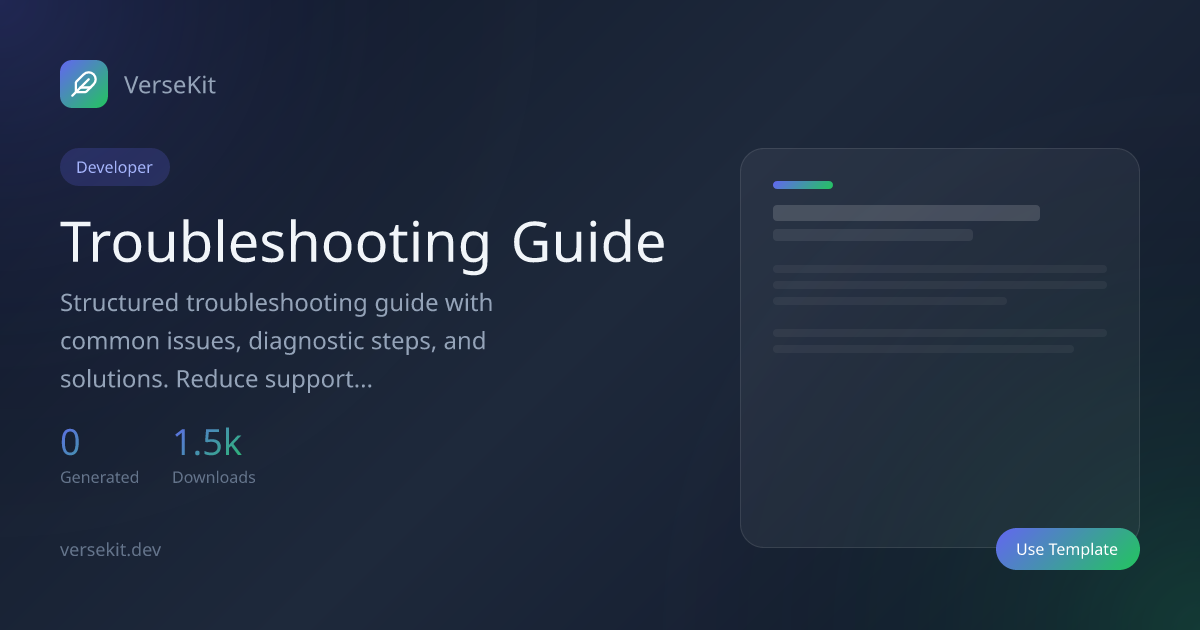 Troubleshooting Guide - Free Document Template | VerseKit
